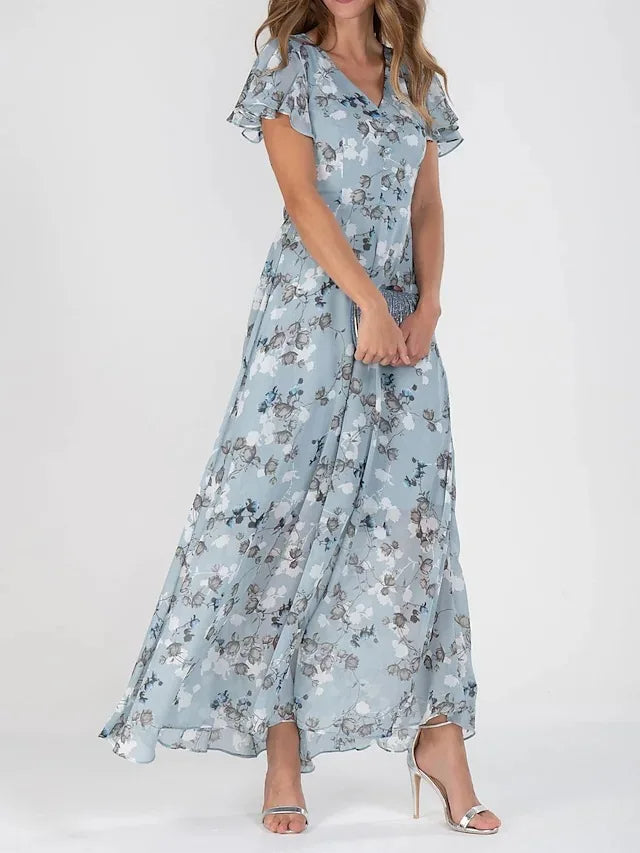 Maxikleid für Damen - Elegantes langes Sommerkleid mit Blumenmuster