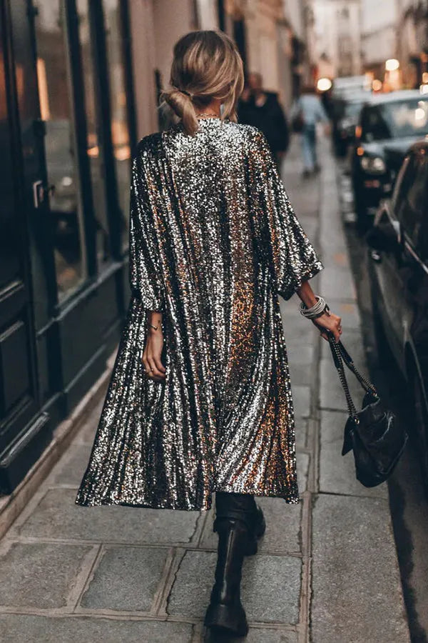 Kimono-Strickjacke mit Pailletten für Frauen