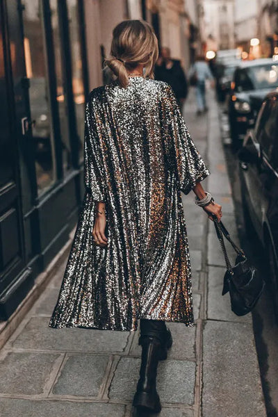 Kimono-Strickjacke mit Pailletten für Frauen