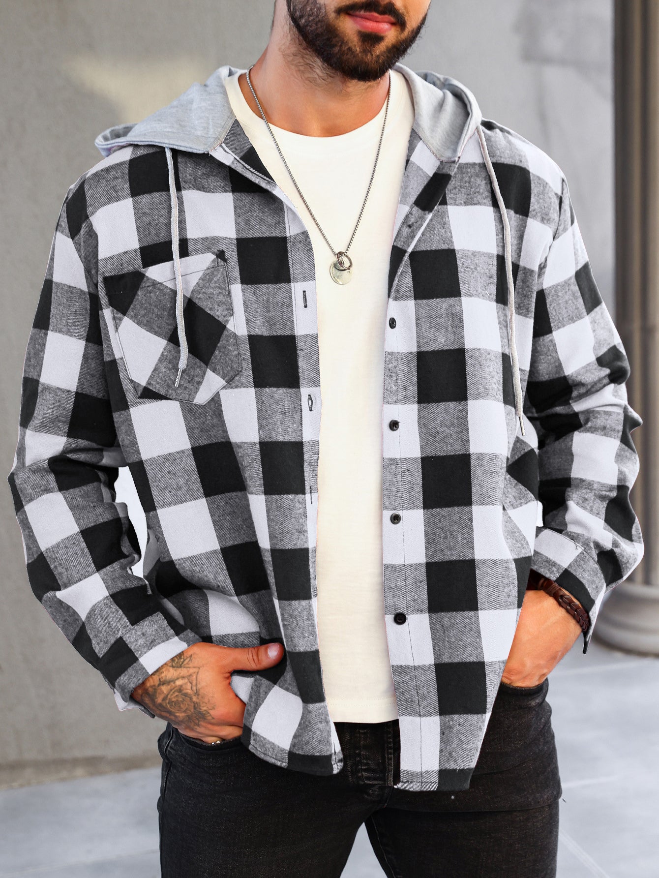 Florian | Kariertes Hoodie-Hemd