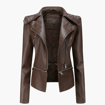 Damenjacke mit Reißverschluss vorne und Reverskragen