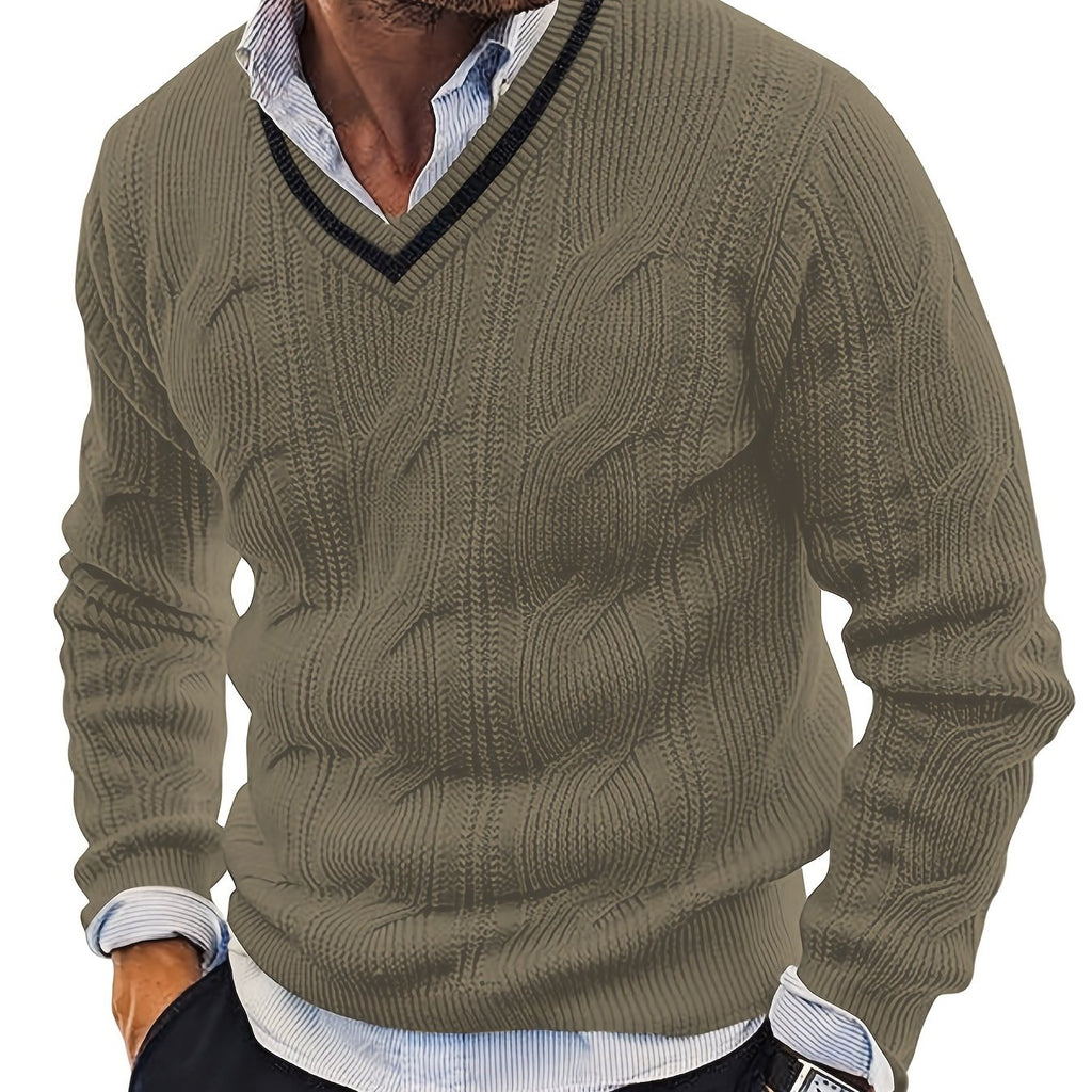 Vintage V-Ausschnitt Strickpullover für Herren