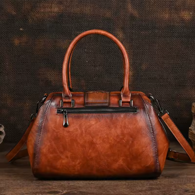 Florina - Gegravierte Lederhandtasche mit Blumenmuster