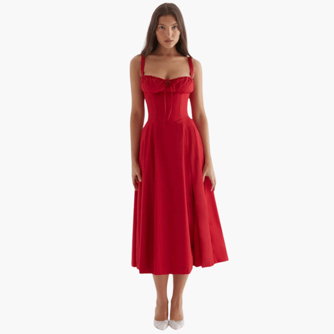 Midi Corsage Sommerkleid für Frauen - Blumenmuster Elegant