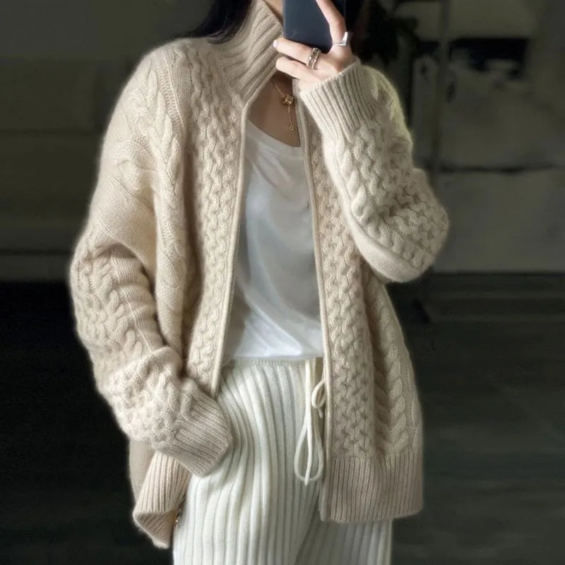 Rollkragenstrickjacke für Frauen