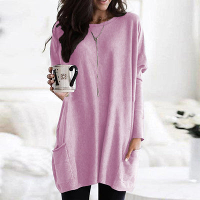 Langärmeliger Pullover mit Taschen für Frauen