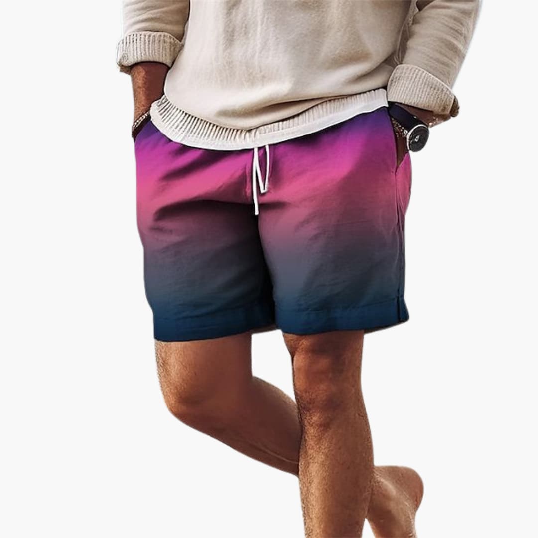 Herren Sommer Shorts mit Kordelzug und Farbverlauf