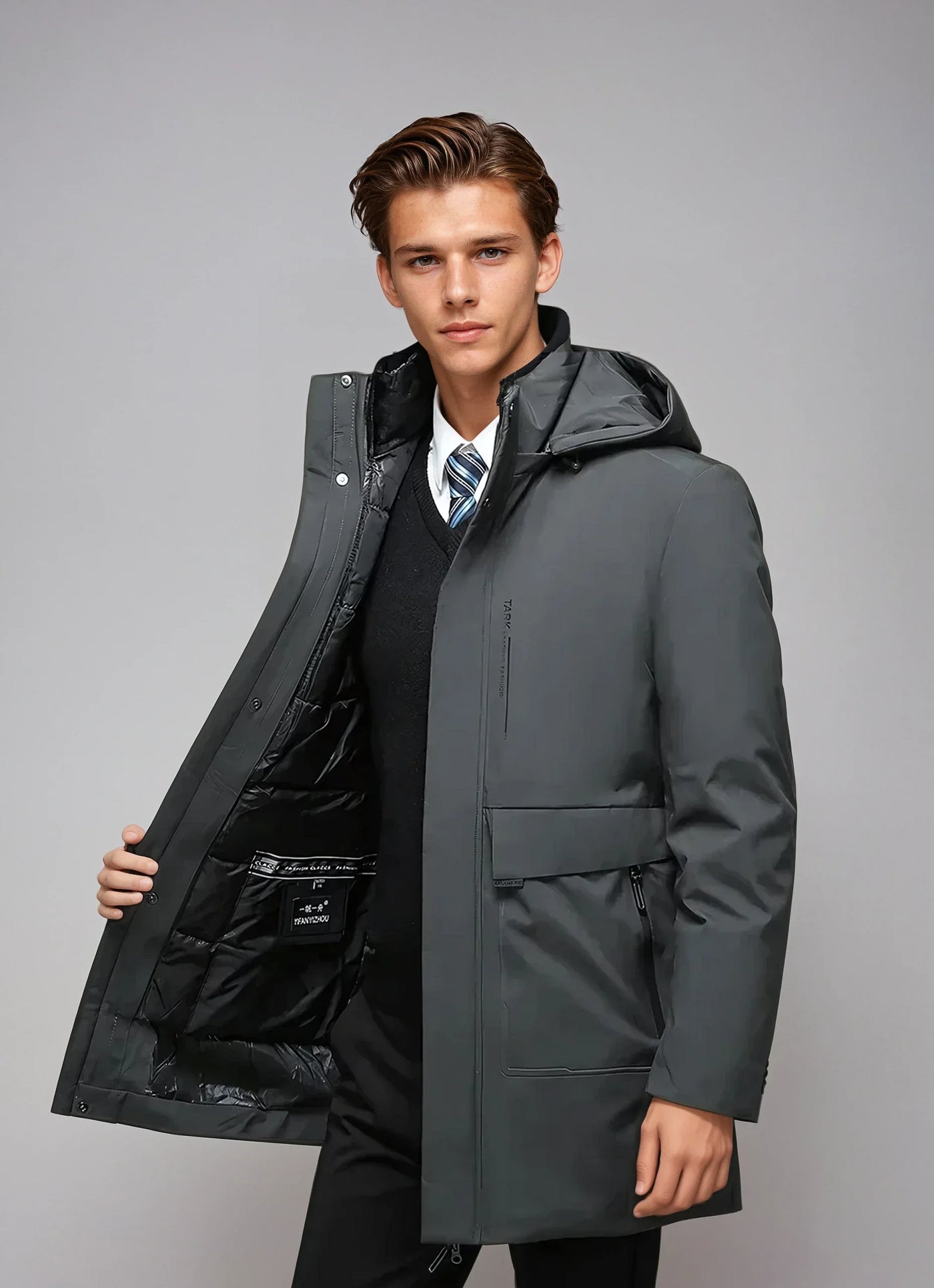 Warmer Winddichter Parka Winterjacke für Herren
