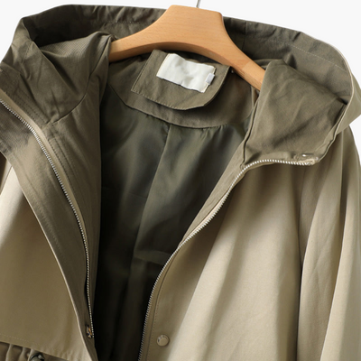 Damen Trenchcoat mit Kapuze und Reißverschluss