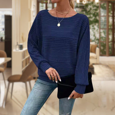 Rippenstrick-Pullover mit Streifen Für Damen