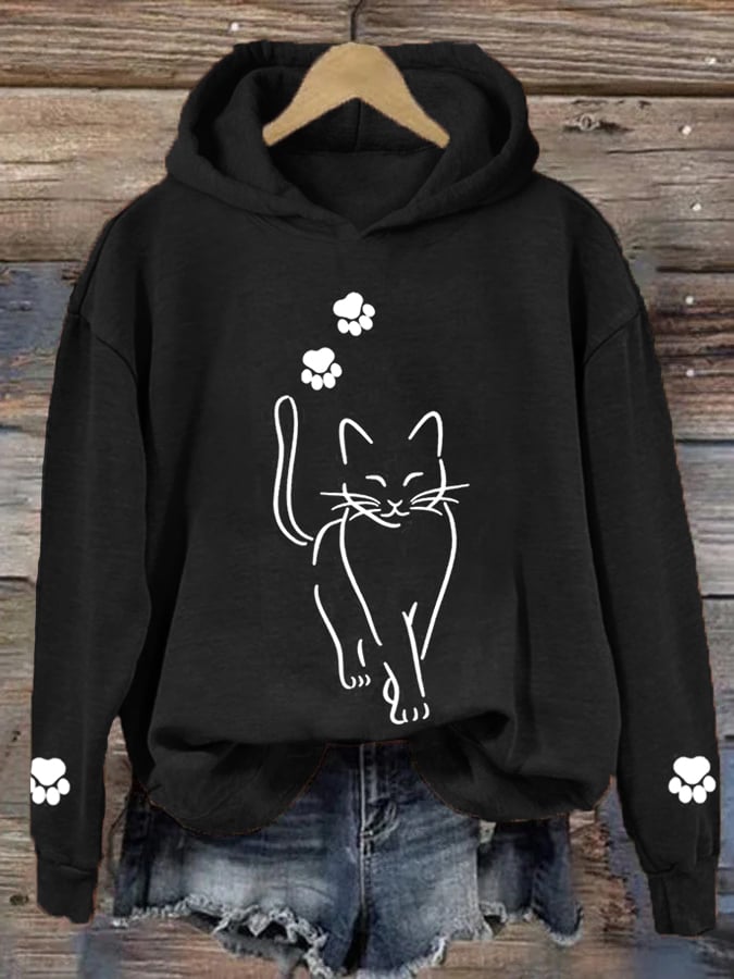 Locker Geschnittener Katzenpullover für Damen