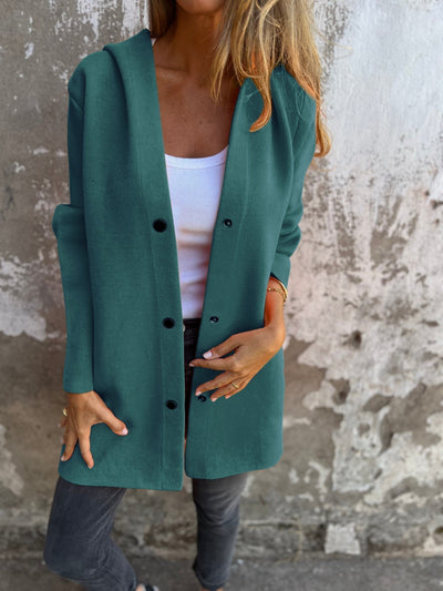 Lässige lange Jacke mit Kapuze für Frauen