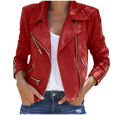Schicke Lederjacke mit Reißverschluss für Frauen