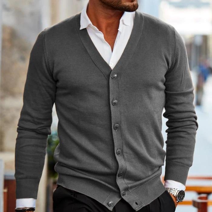 Klassische Strickjacke mit V-Ausschnitt für Männer
