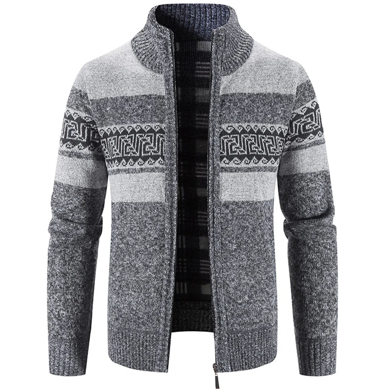 Griechisches Muster Strickjacke mit Reißverschluss für Herren