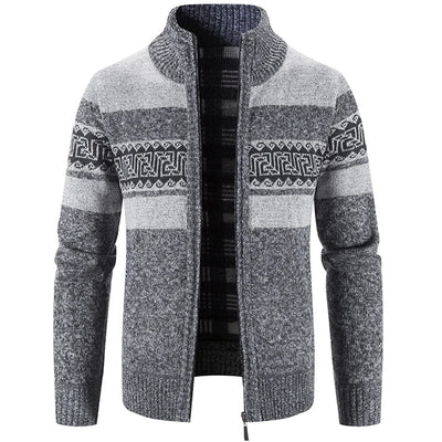 Griechisches Muster Strickjacke mit Reißverschluss für Herren