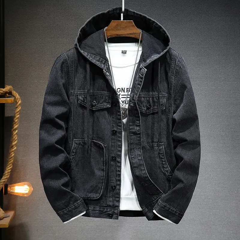 Denimjacke mit Kapuze und Taschen für Herren