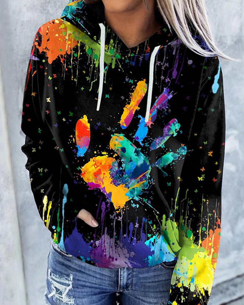 Lässiger Bedruckter Kapuzenpulli für Damen