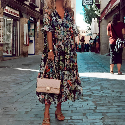 Sommerkleid für Damen – Elegantes florales luftiges Maxikleid