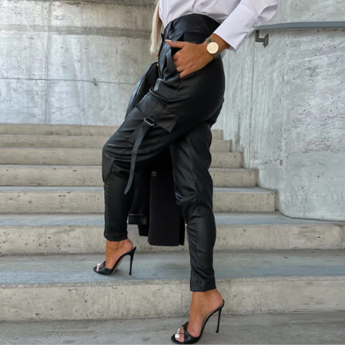 Beata® | Damen-Cargohose aus Leder, schick