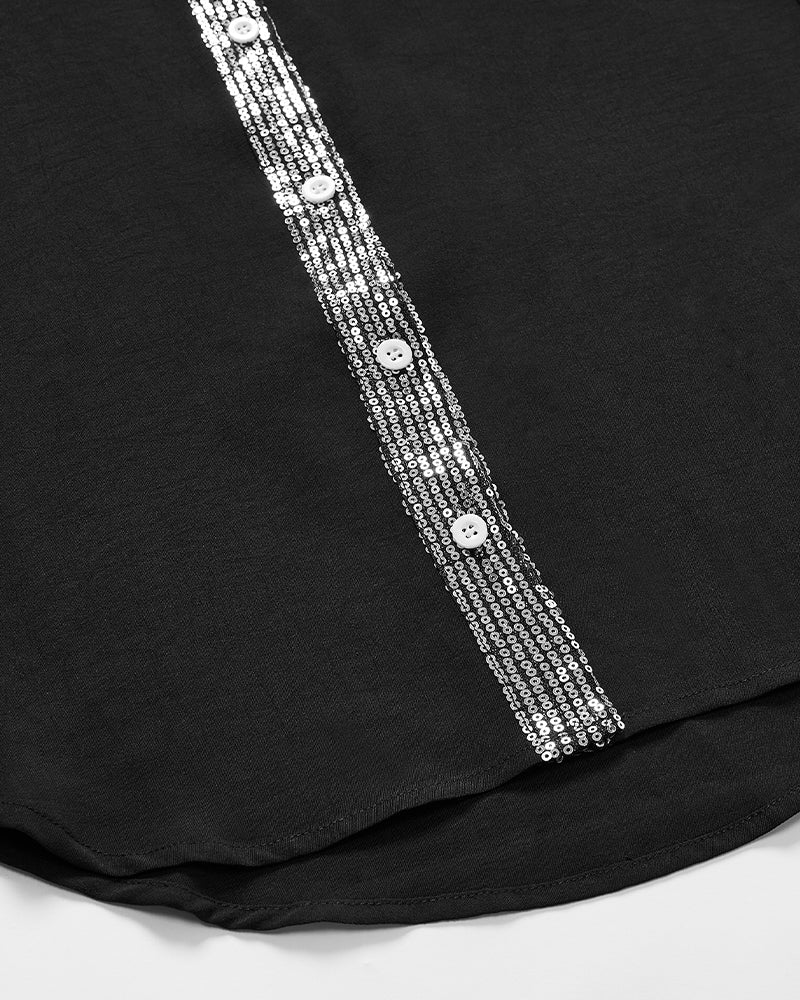 Ada | Legere Bluse mit Paillettenknöpfen