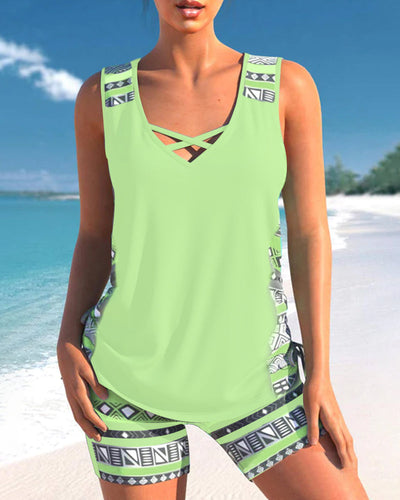 Helena - Tankini mit geometrischem Muster und V-Ausschnitt
