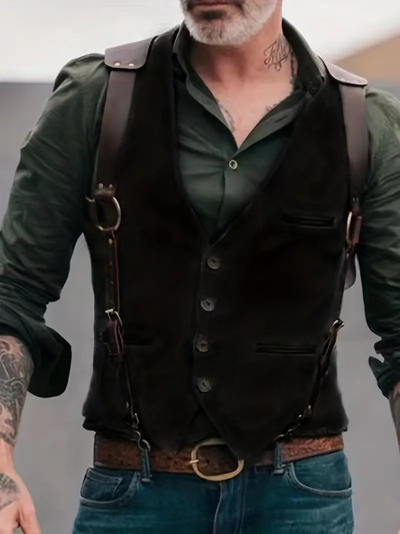 Trachtenweste für Herren - Sommer Vintage Gilet-Weste mit Schulterholster