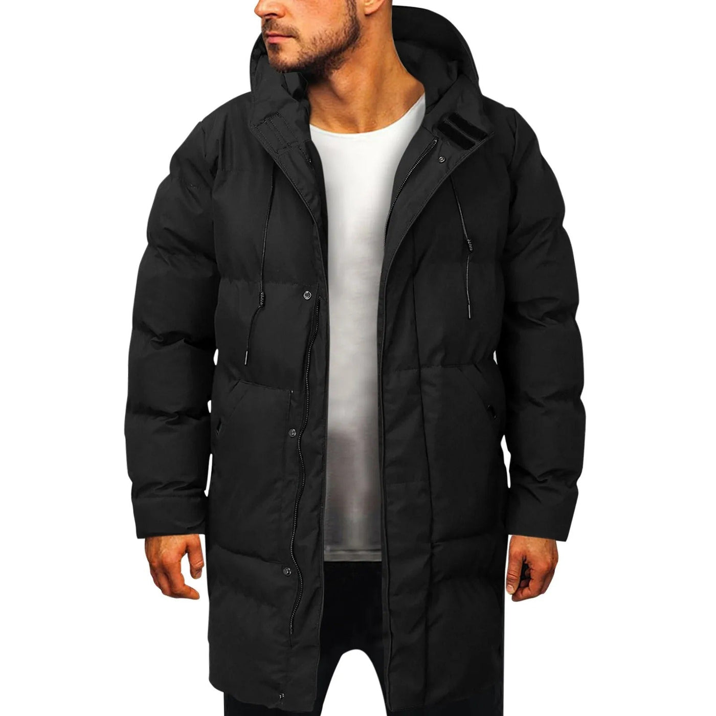 Lange Winterjacke mit Kapuze für Männer