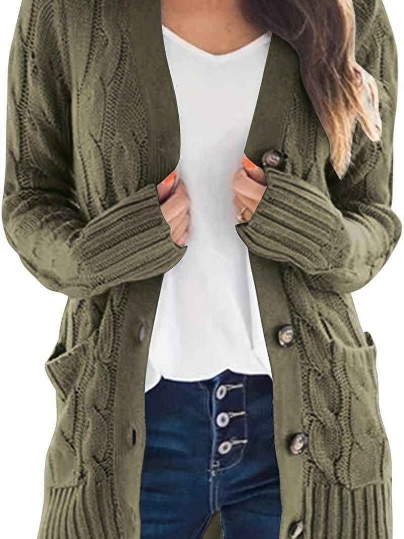 Mittellange Strickjacke mit Knopfleiste für Frauen