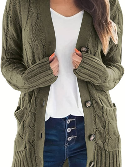 Mittellange Strickjacke mit Knopfleiste für Frauen