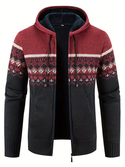 Strick-Hoodie mit Rautenmuster für Herren