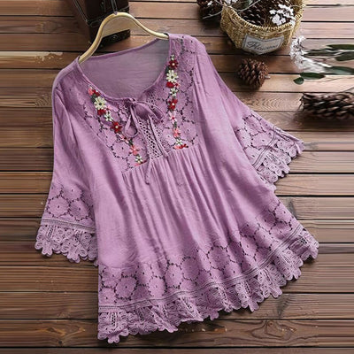 Aixa® | Damen-Top mit Spitzen-Akzent, Blumenmuster