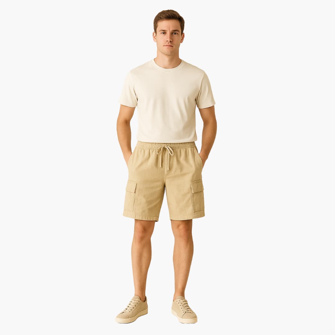 Herren Leinen Sommer Shorts mit Cargo- und Seitentaschen