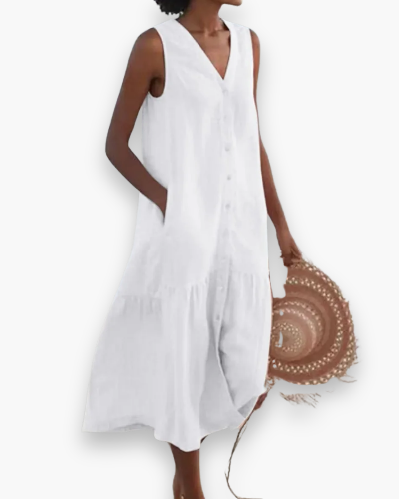 Damen Elegantes V-Ausschnitt Kleid | Sommer kleid