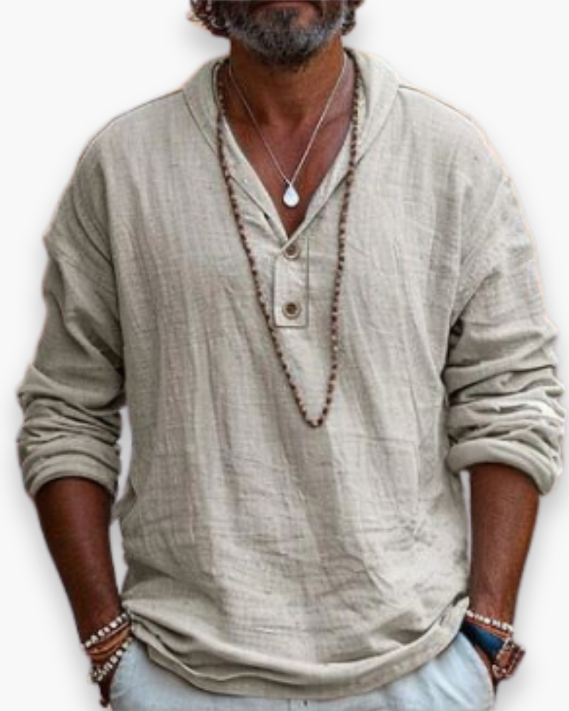 Herren Stilvolles Langarmhemd | Popover Hemd