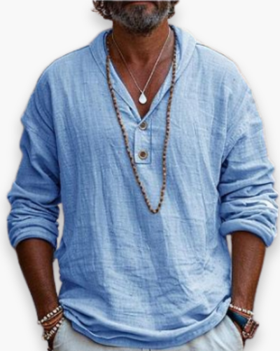 Herren Stilvolles Langarmhemd | Popover Hemd