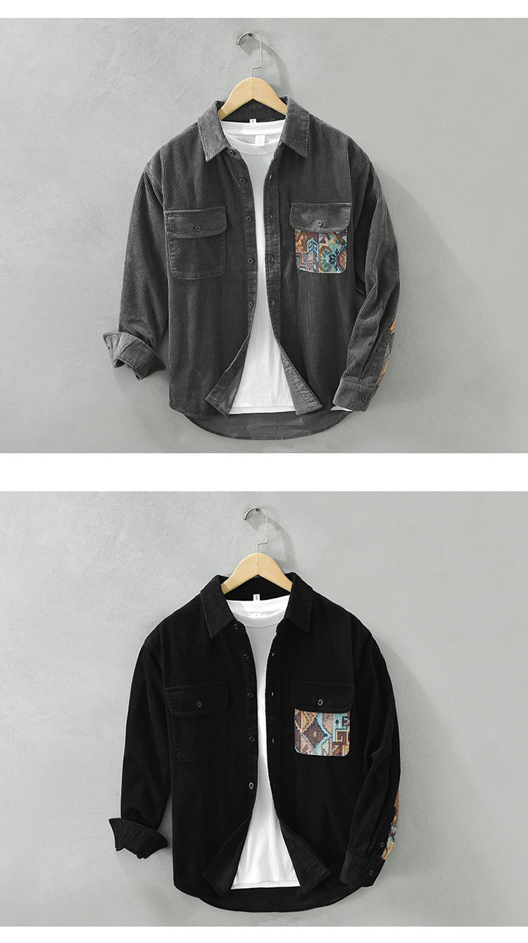 Stilvolles Herren Vintage Langarmhemd aus Baumwolle