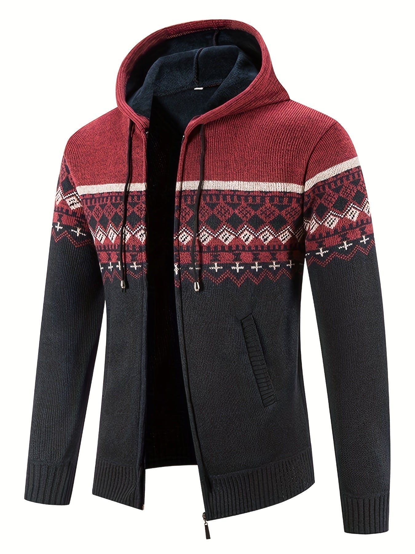 Strick-Hoodie mit Rautenmuster für Herren