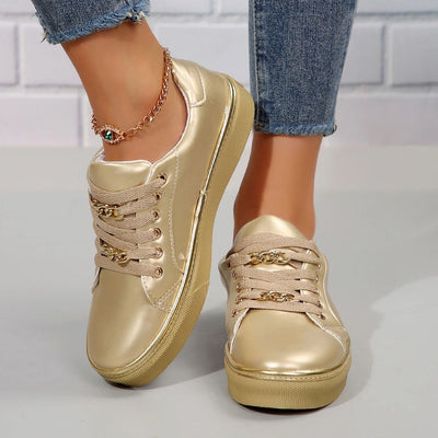 Gabi Sommersneaker | Bequeme Damen Sneaker mit Goldakzenten und Weicher Einlegesohle für den Sommer