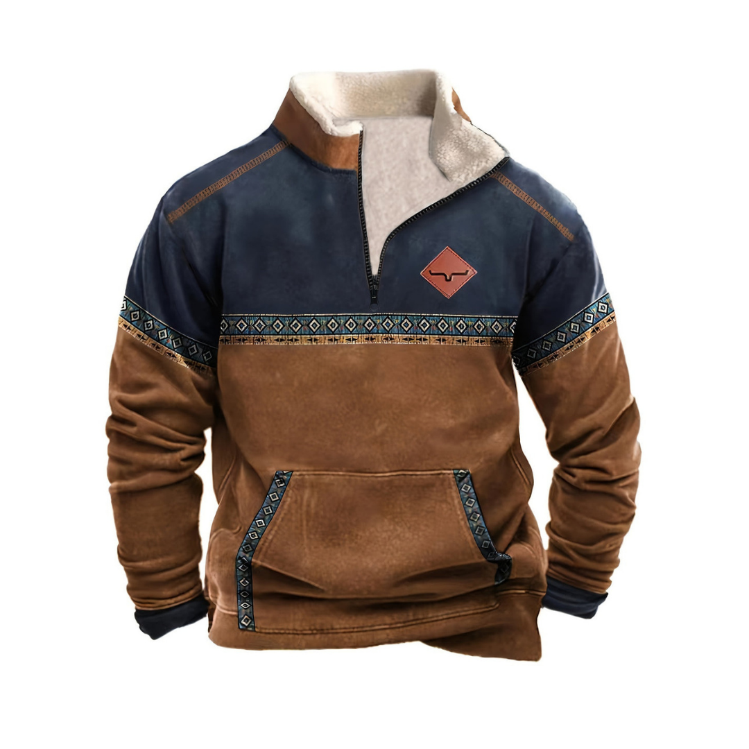 Fleecegefütterter Pullover mit Tribal-Muster für Männer