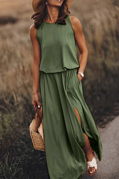 Layla Sommer-Kleid | Modernes ärmelloses Kleid mit Ausschnitt