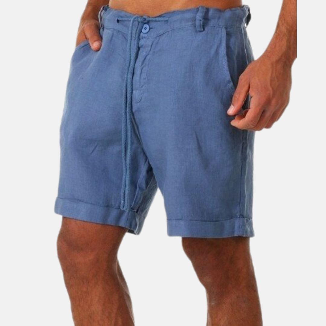 Carl Bermuda Shorts | Sommerliche Kurze Leinen-Optik Hosen Mit Kordelzug für Männer