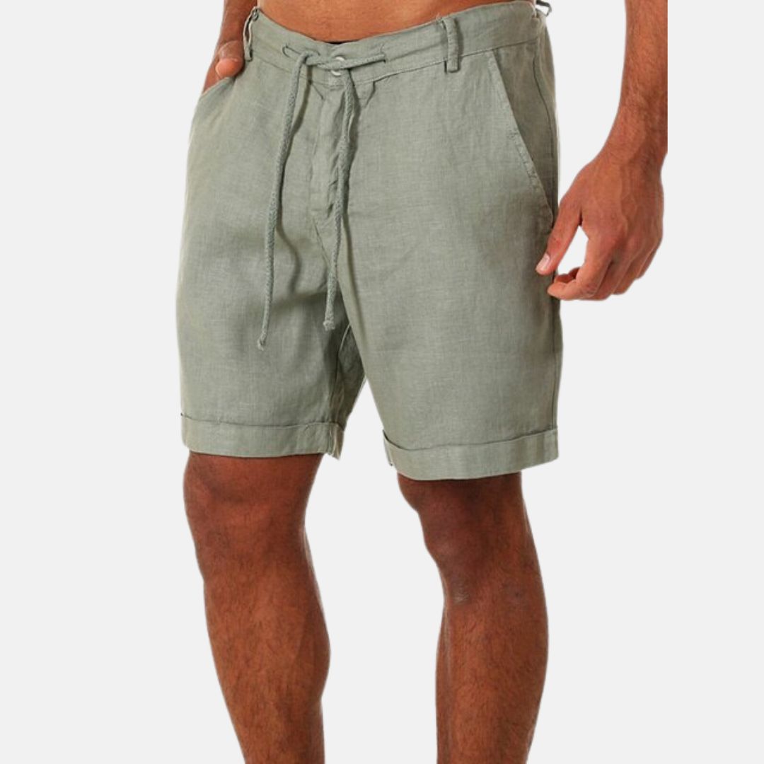 Carl Bermuda Shorts | Sommerliche Kurze Leinen-Optik Hosen Mit Kordelzug für Männer