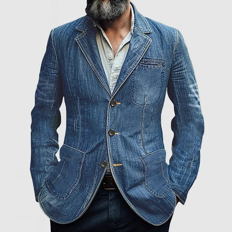 Denim-Blazer mit Taschen für Männer