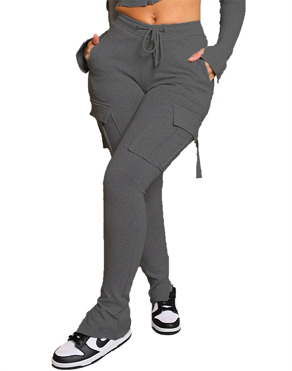Damen Cargohose mit hoher Taille und schmalem Schnitt