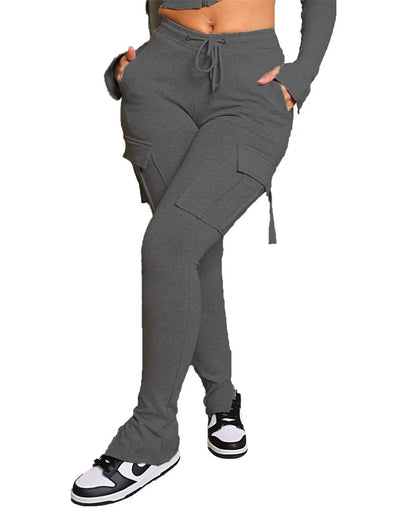 Damen Cargohose mit hoher Taille und schmalem Schnitt