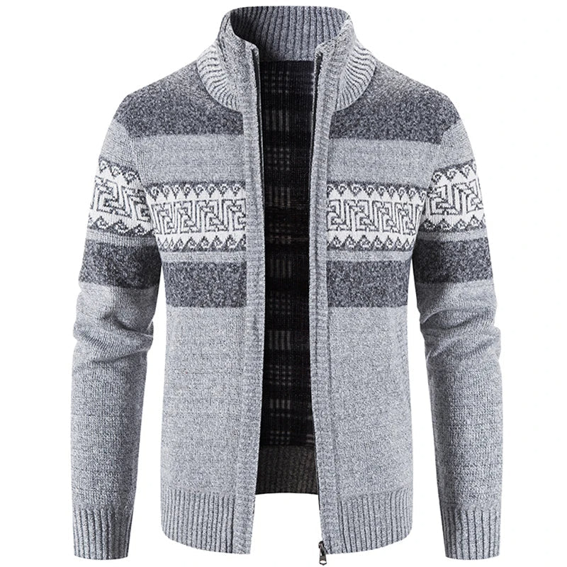 Griechisches Muster Strickjacke mit Reißverschluss für Herren