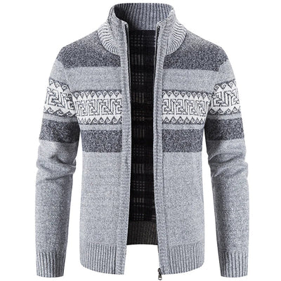 Griechisches Muster Strickjacke mit Reißverschluss für Herren
