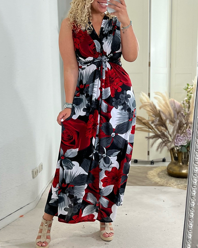 Svea | Ärmelloses Plisseekleid mit Blumenprint