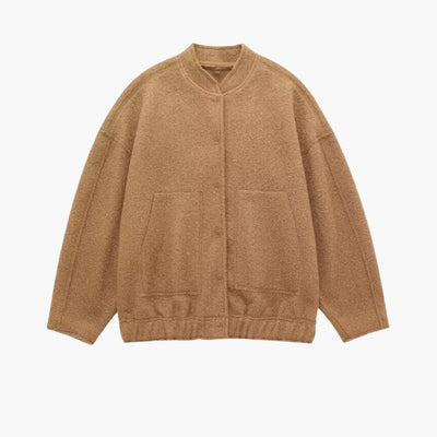 Damen Oversized Jacke mit offenem Frontdesign und aufgesetzten Taschen